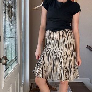 Elegant Y2K Zebra Print Skirt 100% Silk